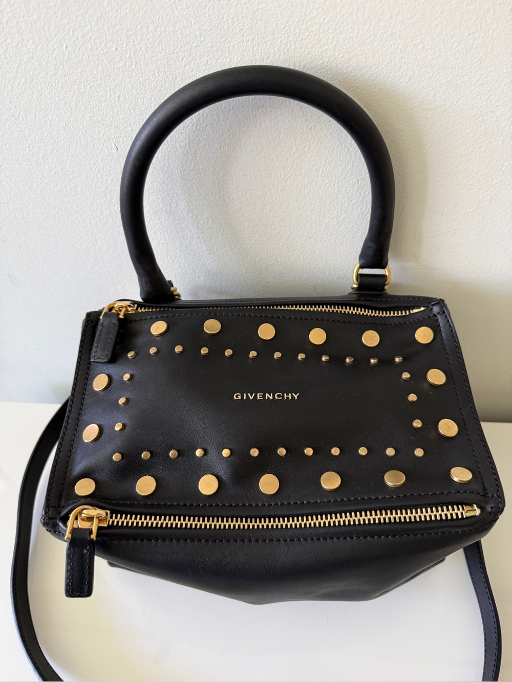 GIVENCHY Pandora Studded Stud Leather Small Crossbody Handbag Bag, Black
